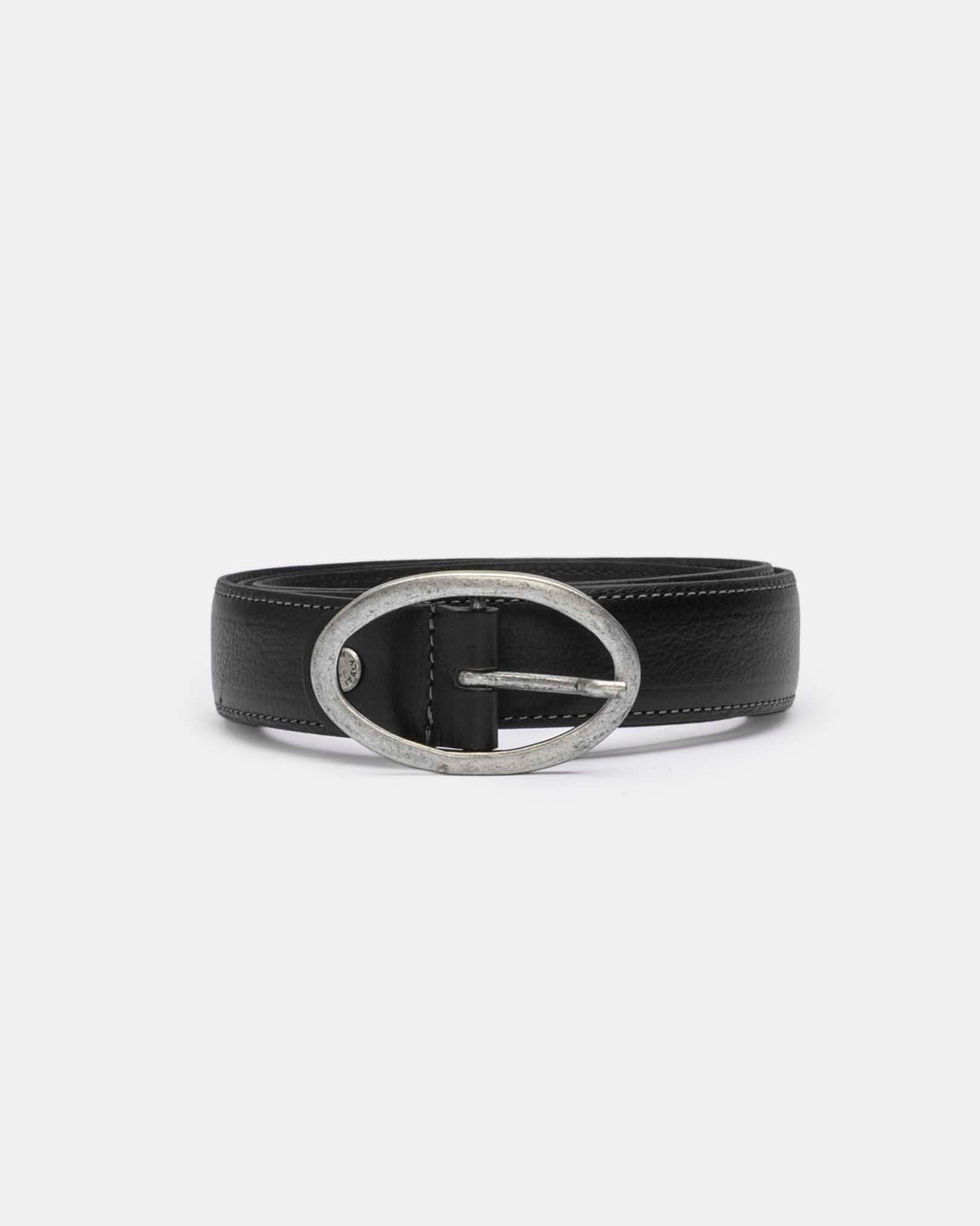 Cintura in vera pelle Nero