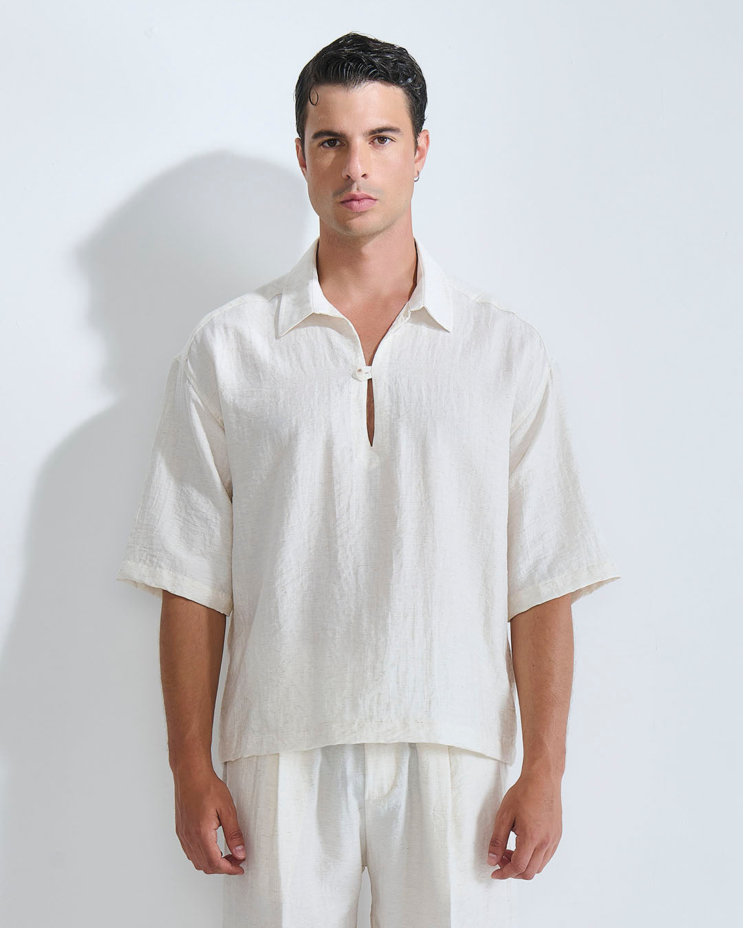 Camicia Polo misto lino