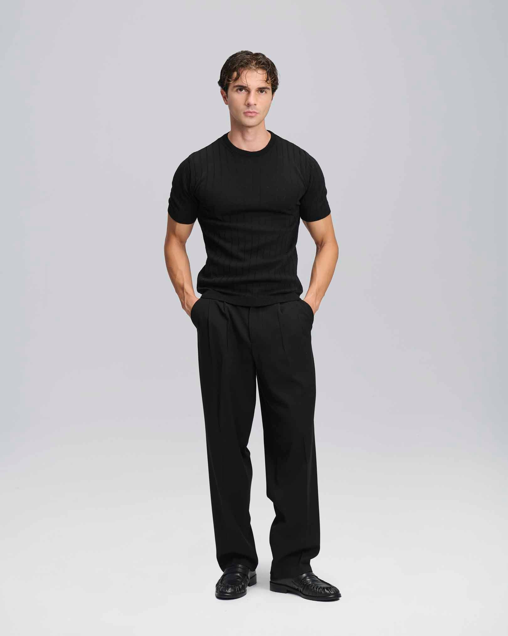 T-Shirt in maglia a coste