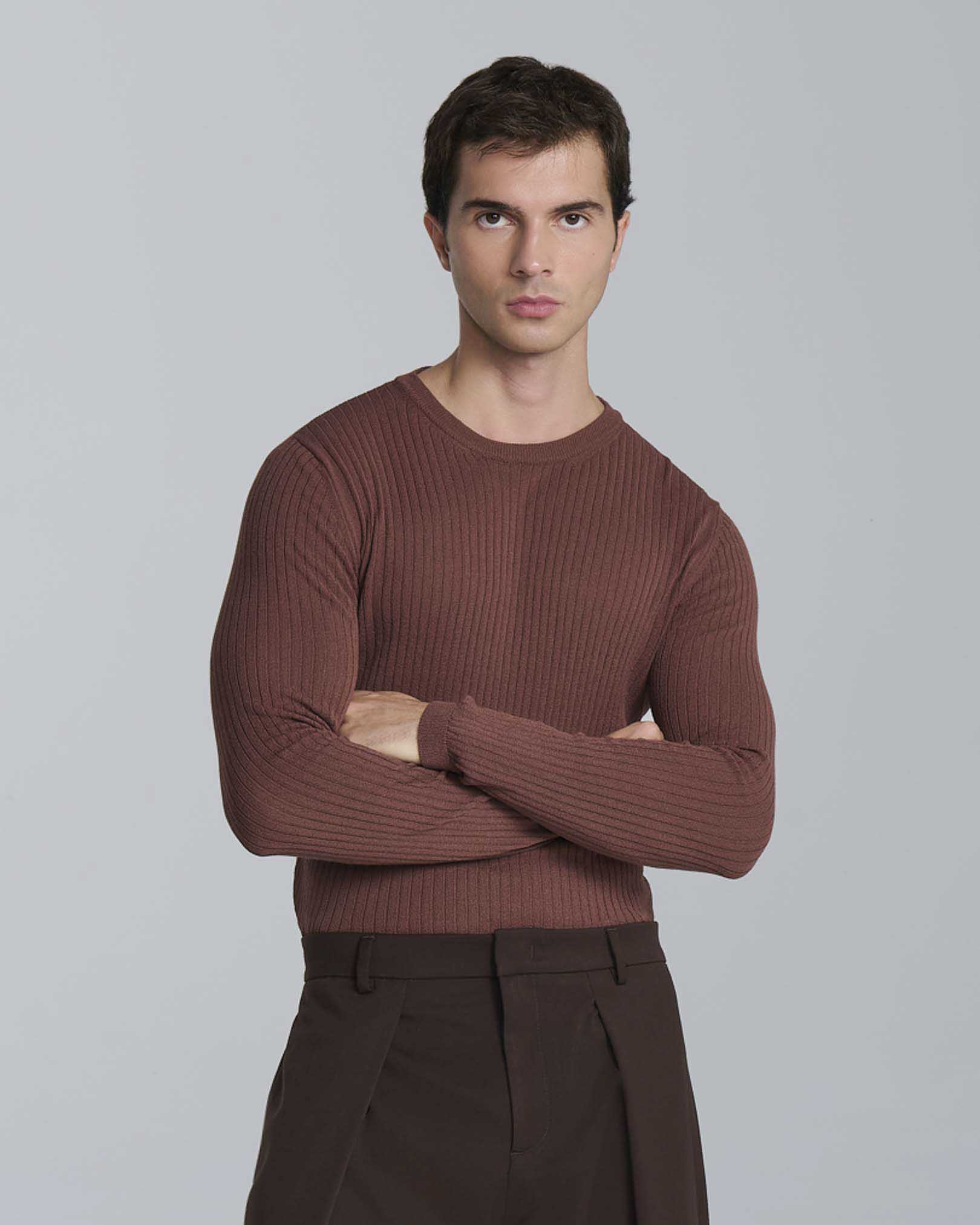 Maglia girocollo a coste