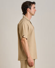 Camicia relax fit collo a bowling