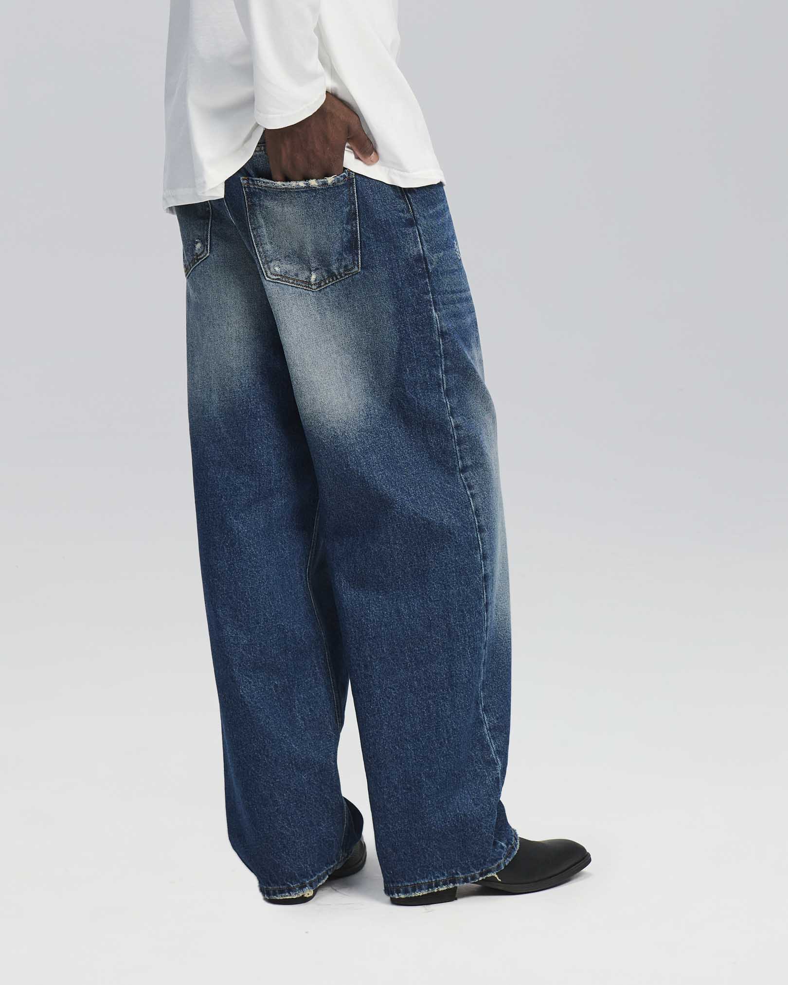 Jeans Baggy doppio stone con molature
