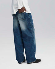 Jeans Baggy doppio stone con molature