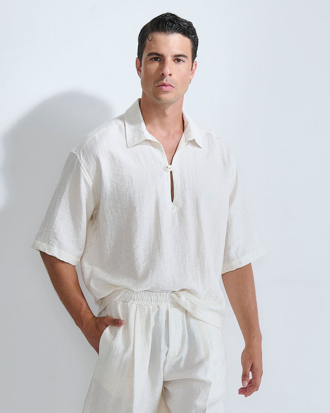 Camicia Polo misto lino