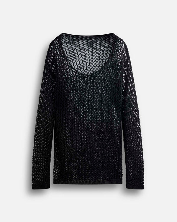 Maglia traforata con scollo a barca