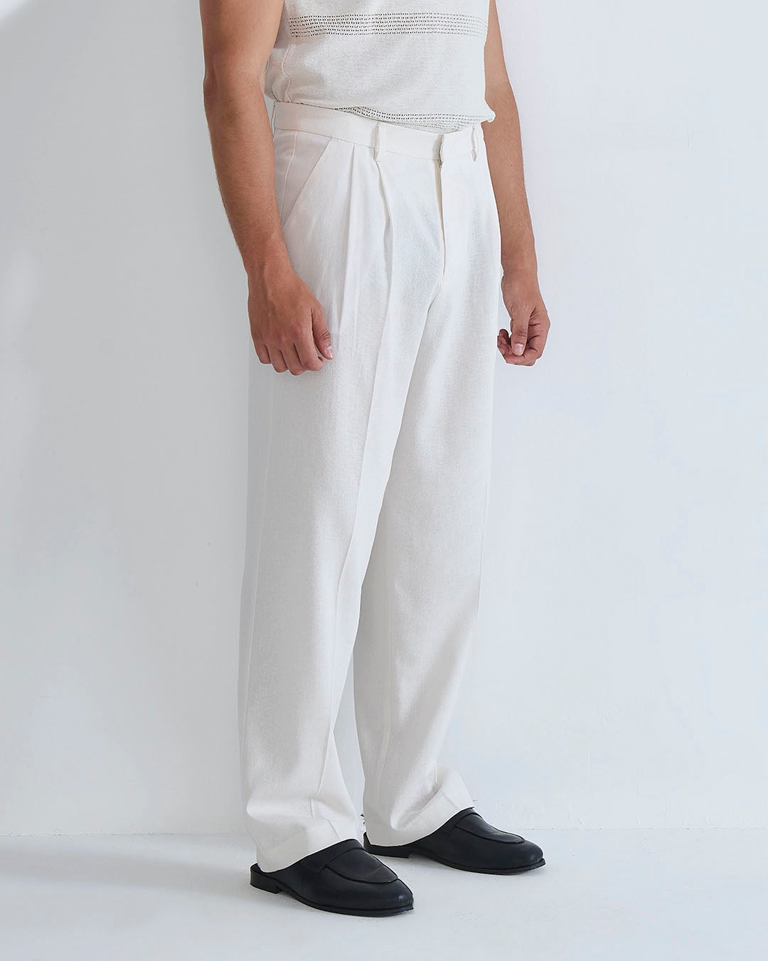 Pantalone wide fit in lino