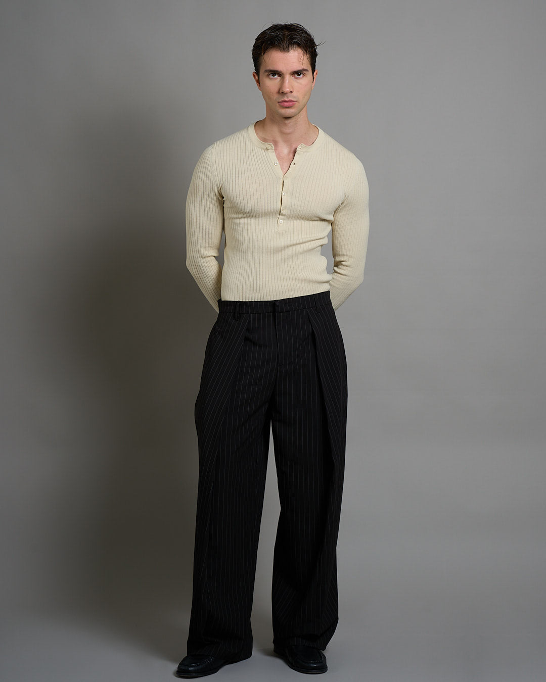 Maglia serafino a coste