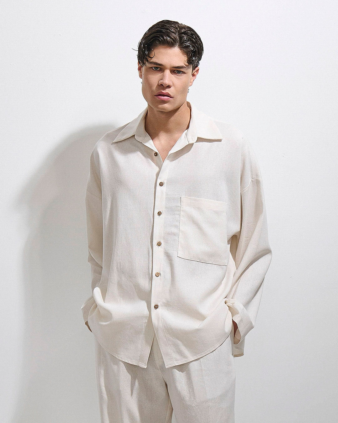 Camicia over in lino da coordinato