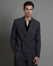 Giacca cropped doppiopetto gessata