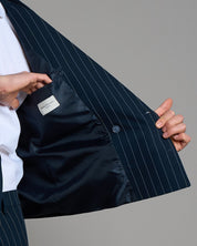 Giacca cropped doppiopetto gessata