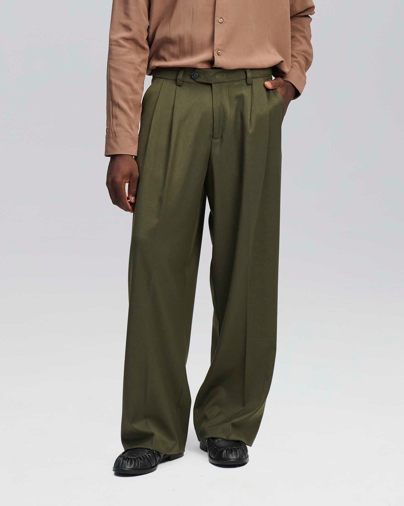 Pantalone wide leg strutturato verde