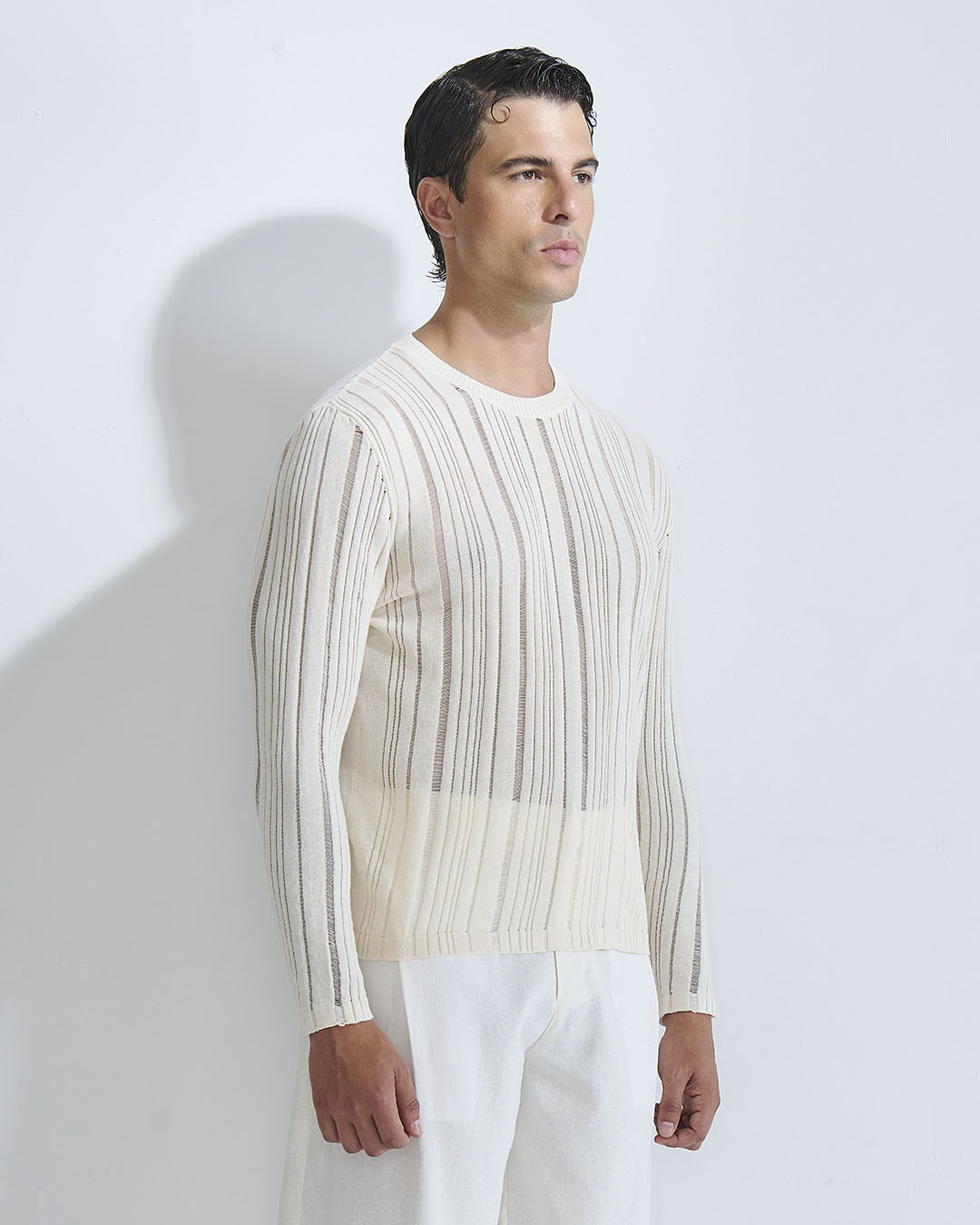 Maglia in cotone in filo fluttuante