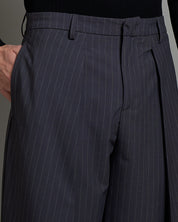 Pantalone Wide Fit con pieghe gessato