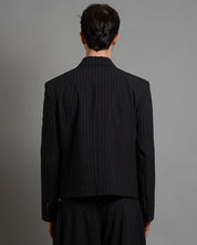 Giacca cropped doppiopetto gessata