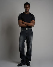 Jeans flare fit sabbiato nero
