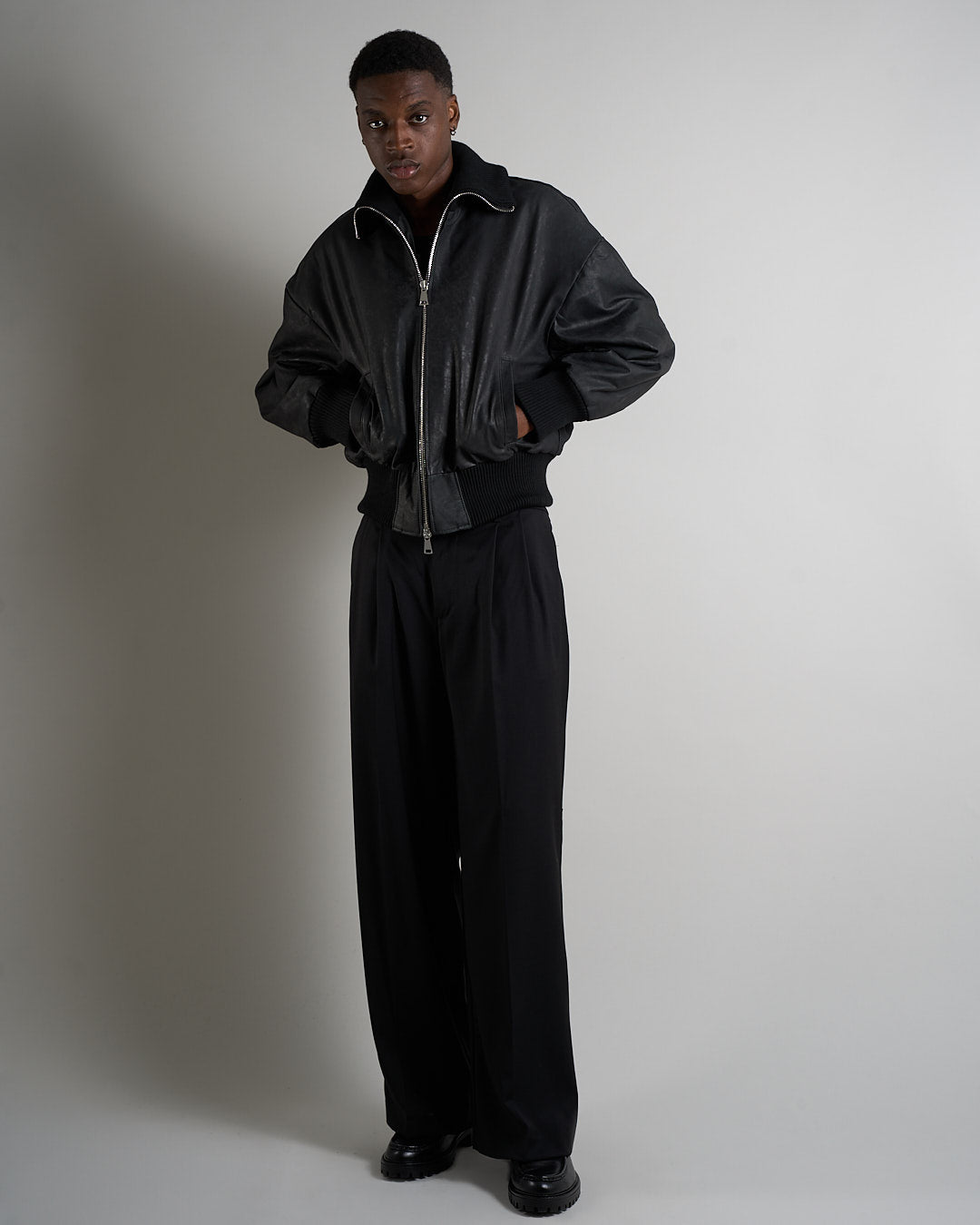 Giubbotto in pelle cropped