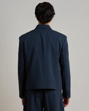 Giacca cropped doppiopetto gessata