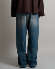 Denim Baggy fit Sabbiato Legato con spruzzo