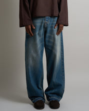 Denim Baggy fit Sabbiato Legato con spruzzo