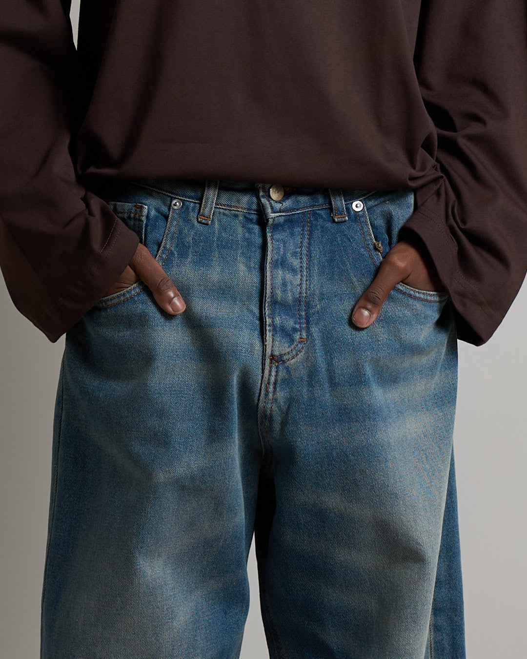 Denim Baggy fit Sabbiato Legato con spruzzo