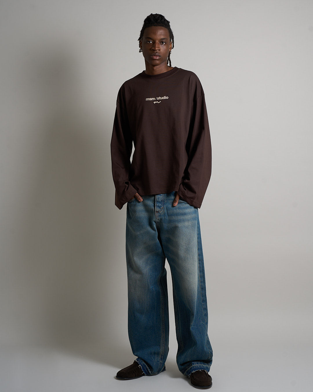 Denim Baggy fit Sabbiato Legato con spruzzo