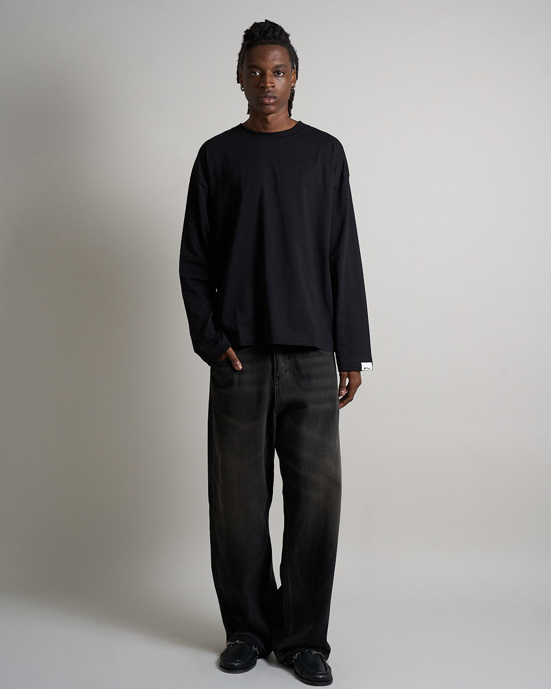 Denim Baggy fit Sabbiato legato nero