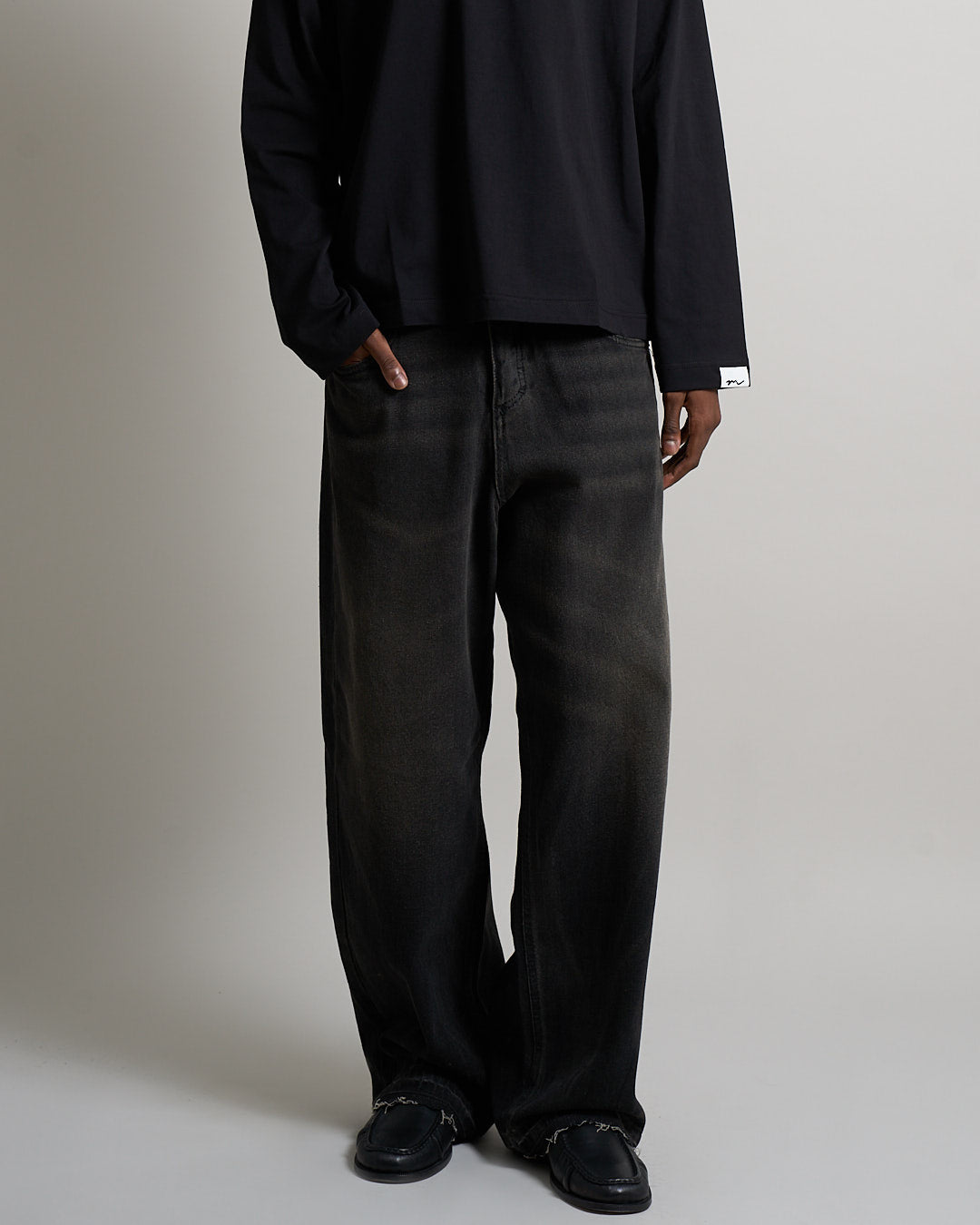 Denim Baggy fit Sabbiato legato nero