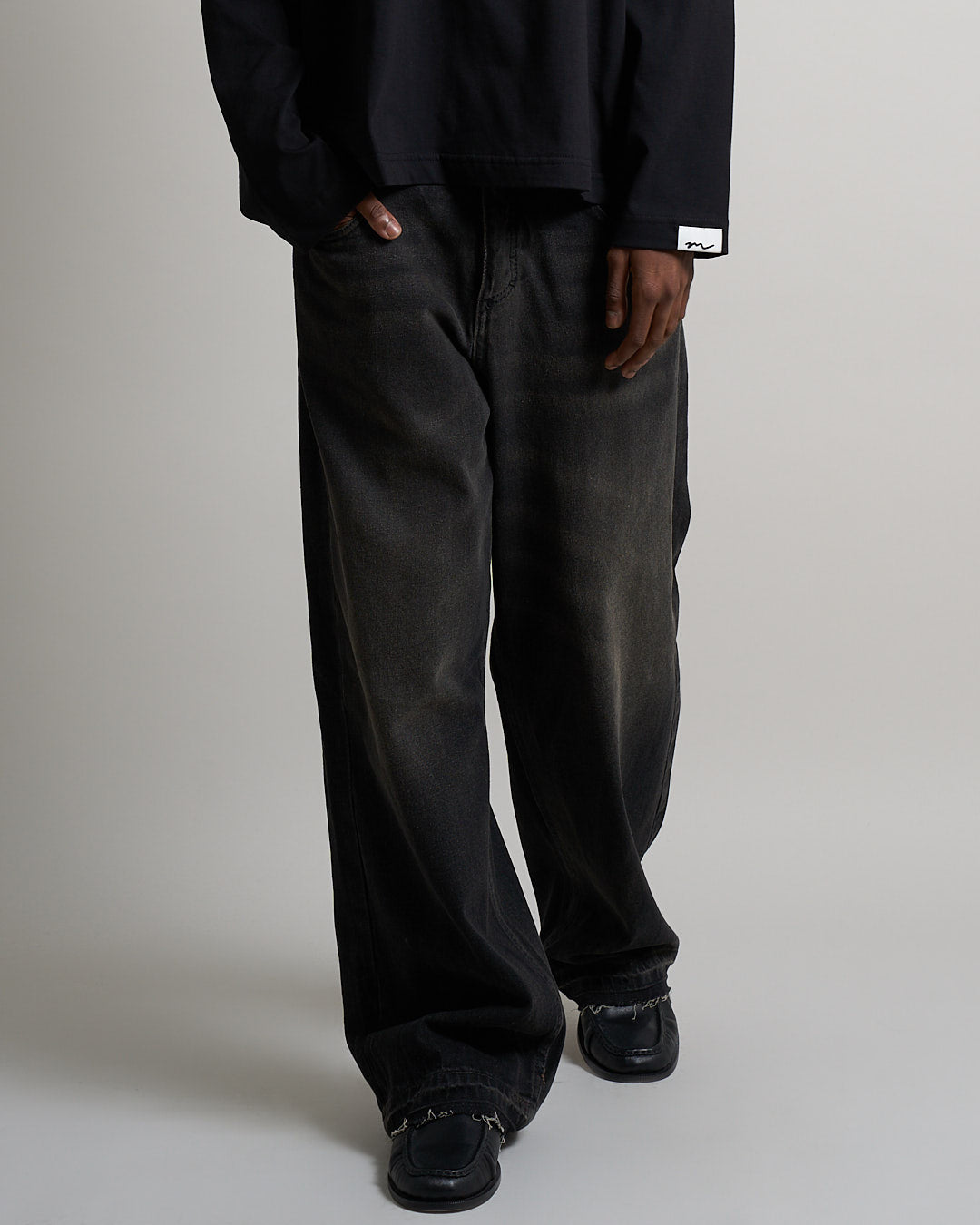 Denim Baggy fit Sabbiato legato nero