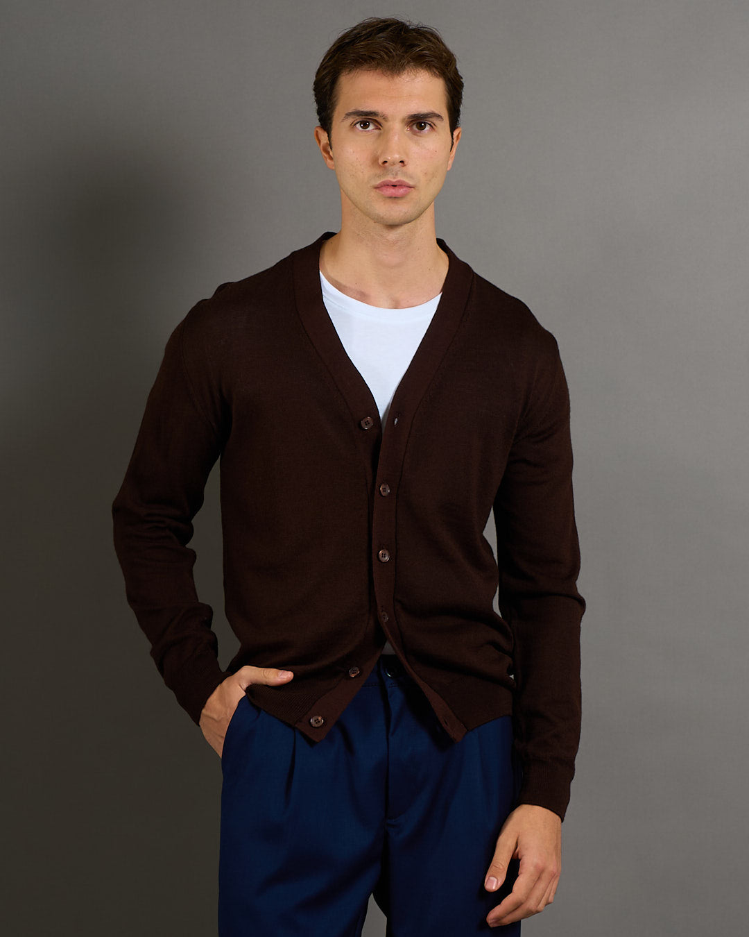 Cardigan Basic in lana merinos