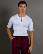 T-shirt Serafino Effetto Seta Mezza Manica