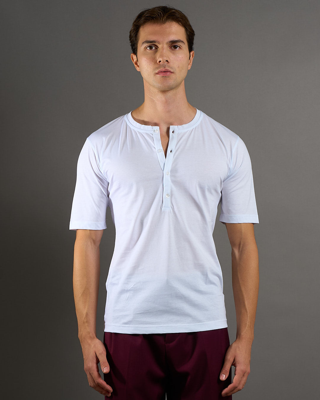 T-shirt Serafino Effetto Seta Mezza Manica