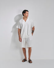 Camicia relax fit collo a bowling