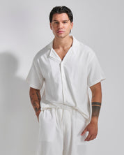 Camicia relax fit collo a bowling