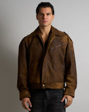 Bomber Over in pelle Sfarinato