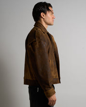 Bomber Over in pelle Sfarinato