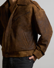 Bomber Over in pelle Sfarinato