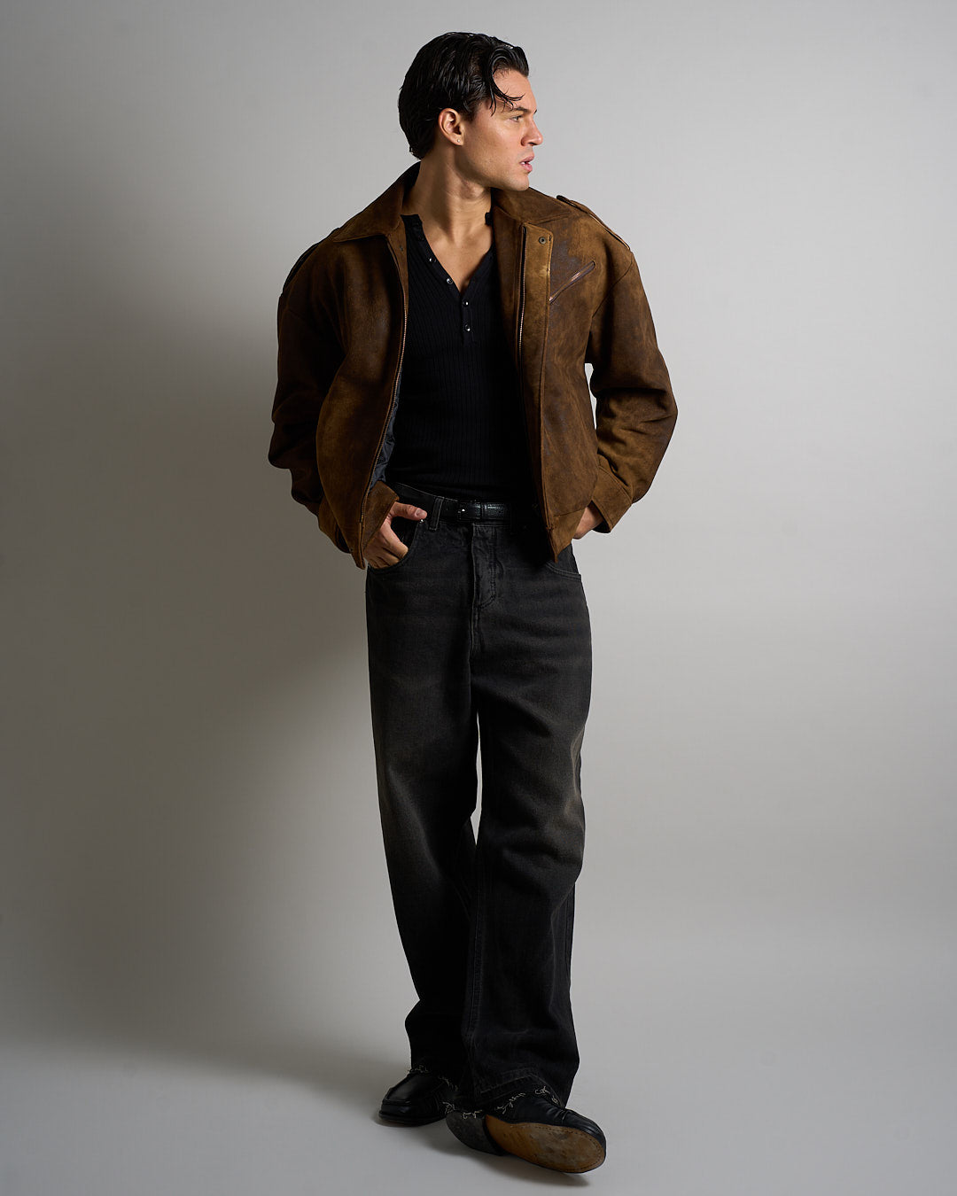 Bomber Over in pelle Sfarinato