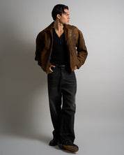 Bomber Over in pelle Sfarinato