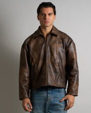 Giacca in pelle vissuta