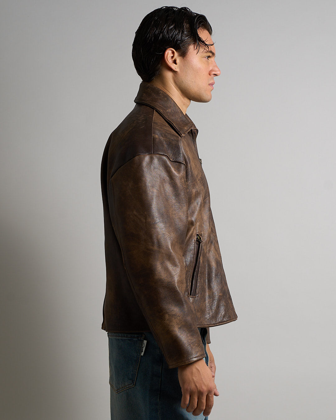 Giacca in pelle vissuta