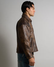 Giacca in pelle vissuta