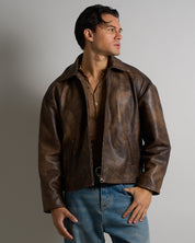 Giacca in pelle vissuta