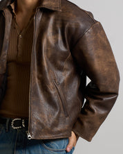 Giacca in pelle vissuta