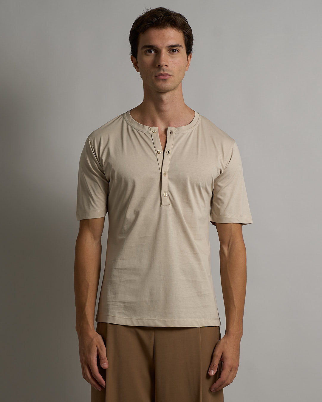 T-shirt Serafino Effetto Seta Mezza Manica