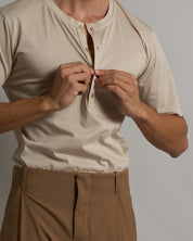 T-shirt Serafino Effetto Seta Mezza Manica