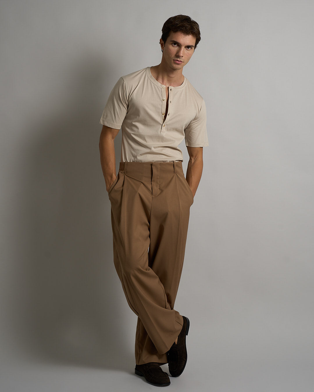 T-shirt Serafino Effetto Seta Mezza Manica