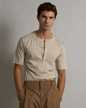 T-shirt Serafino Effetto Seta Mezza Manica