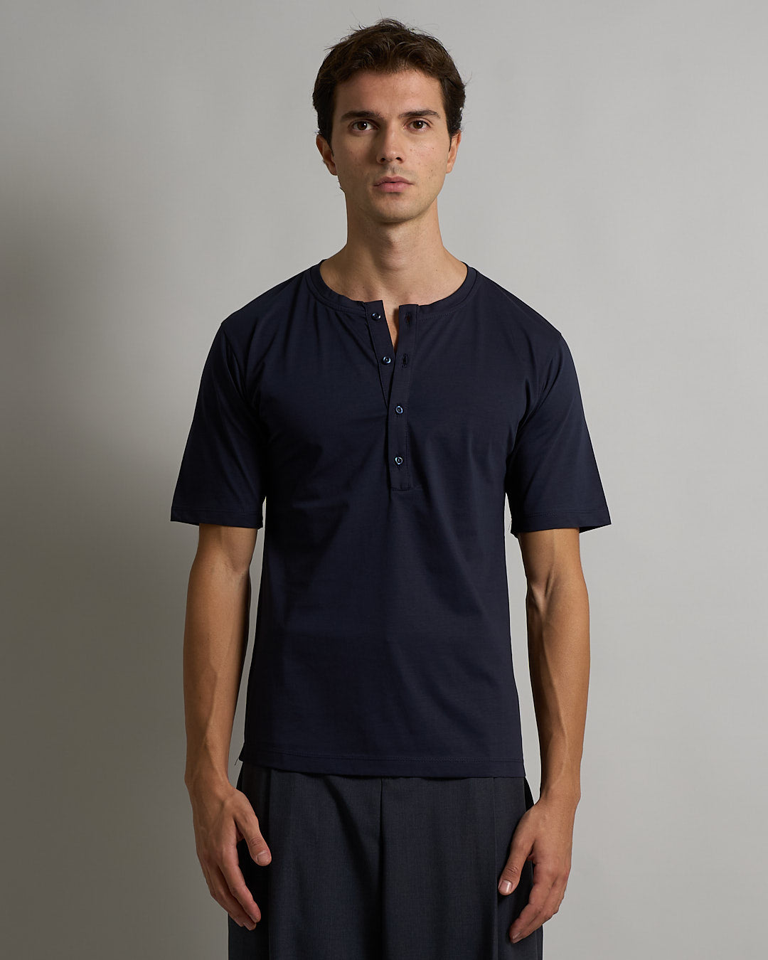 T-shirt Serafino Effetto Seta Mezza Manica