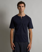 T-shirt Serafino Effetto Seta Mezza Manica