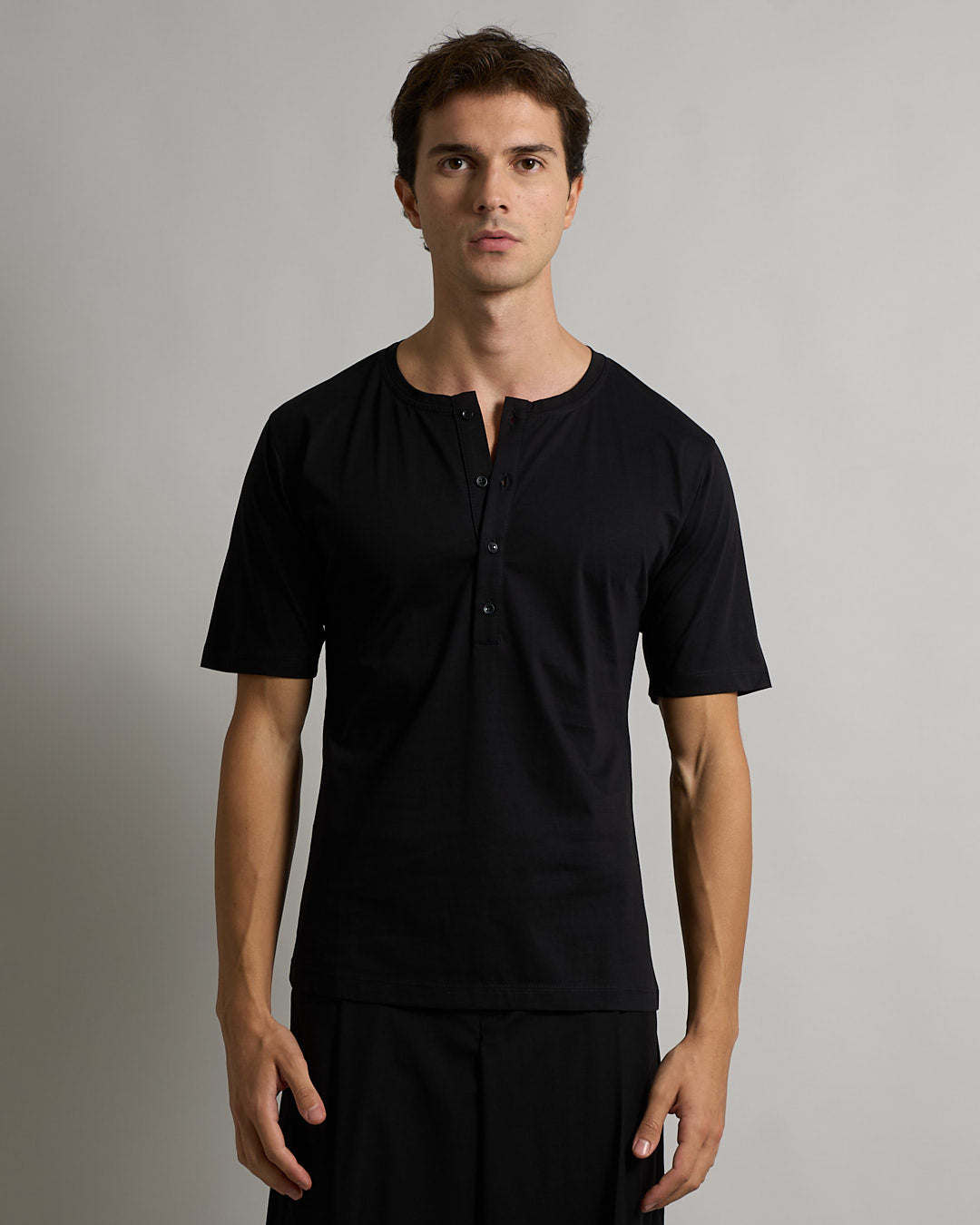 T-shirt Serafino Effetto Seta Mezza Manica